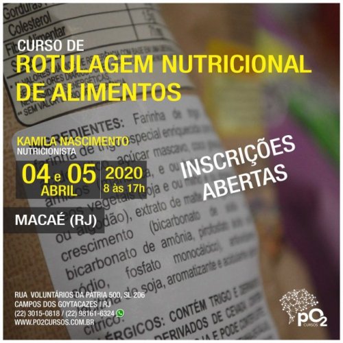 Curso de Rotulagem Nutricional de Alimentos - Turma Macaé